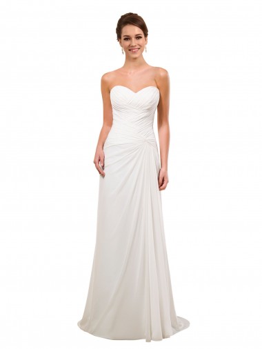 Sweetheart Neckline Chiffon Wedding Dress with Criss-Cross Ruched Bodice UK