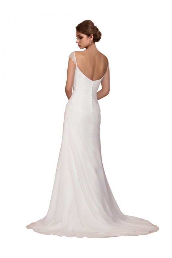 V-Neck Sheath Chiffon Wedding Dress with Straps UK