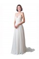 Spaghetti Straps V-Neck A-Line Chiffon Beach Wedding Dress UK