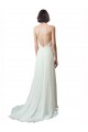 Spaghetti Straps V-Neck A-Line Chiffon Beach Wedding Dress UK