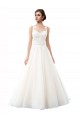 Illusion Neck A-Line Tulle Beach Wedding Dress with Lace Bodice UK
