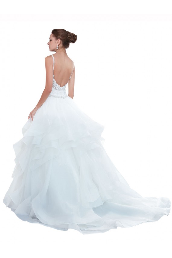 Spaghetti Straps Ball Gown Beach Wedding Dress with Lace Bodice UK