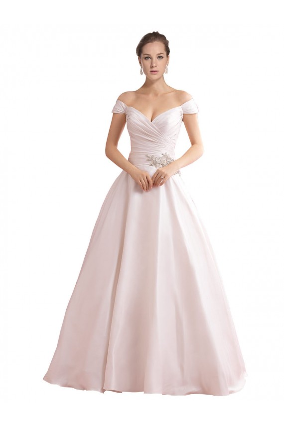 Off the Shoulder Sweetheart Ball Gown Satin Wedding Dress UK