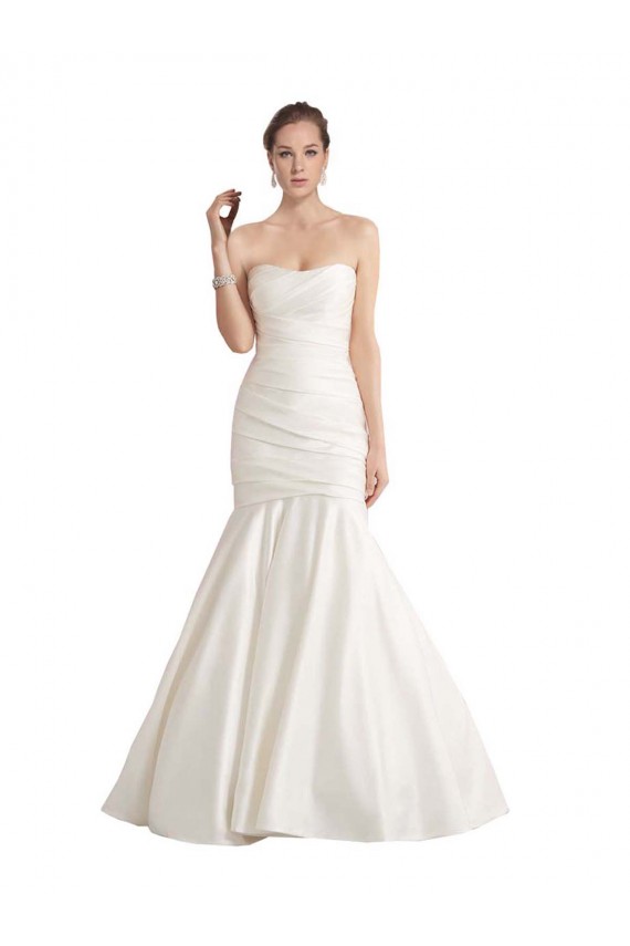 Strapless Mermaid Ruched Satin Beach Wedding Dress with Low Back UK