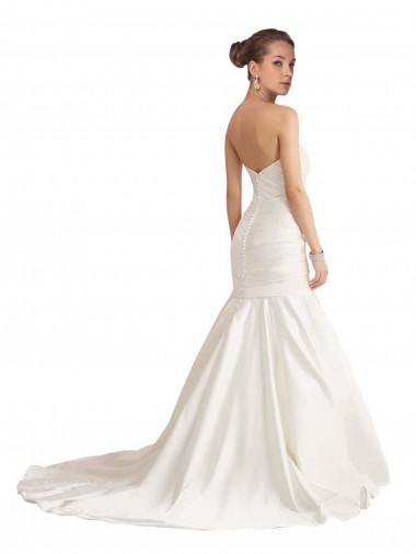 Strapless Mermaid Ruched Satin Beach Wedding Dress with Low Back UK
