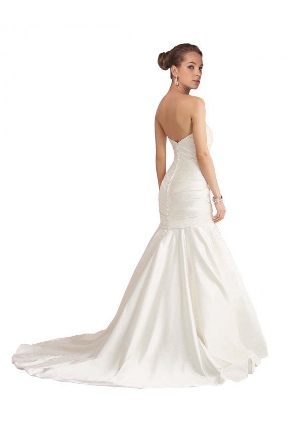 Strapless Mermaid Ruched Satin Beach Wedding Dress with Low Back UK