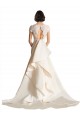 V-Neck Lace Bodice A-Line Satin Wedding Dress with Keyhole Back UK
