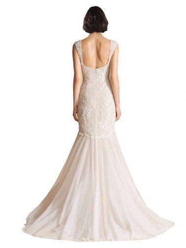 V-Neck Mermaid Tulle Wedding Dress UK