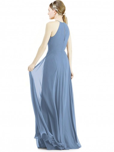 Keyhole Halter Chiffon Maxi Bridesmaid Dress UK