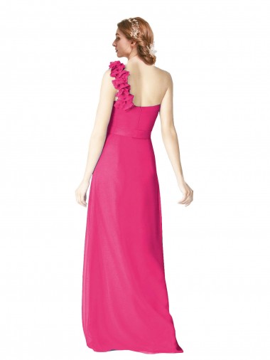 Full Length One Shoulder Chiffon Bridesmaid Dress UK