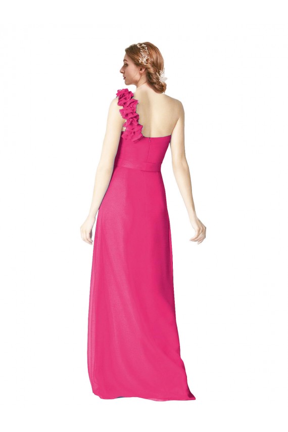 Full Length One Shoulder Chiffon Bridesmaid Dress UK