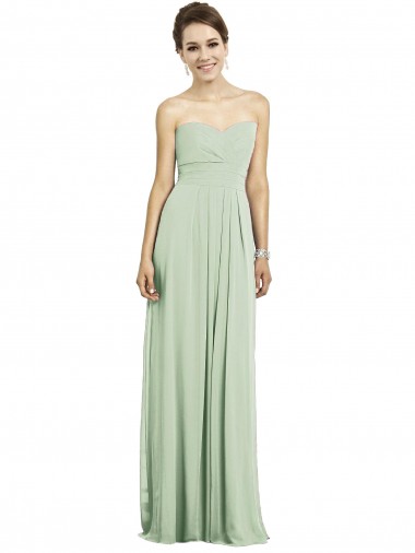 Full Length Strapless Chiffon Bridesmaid Dress with Sweetheart Neckline UK
