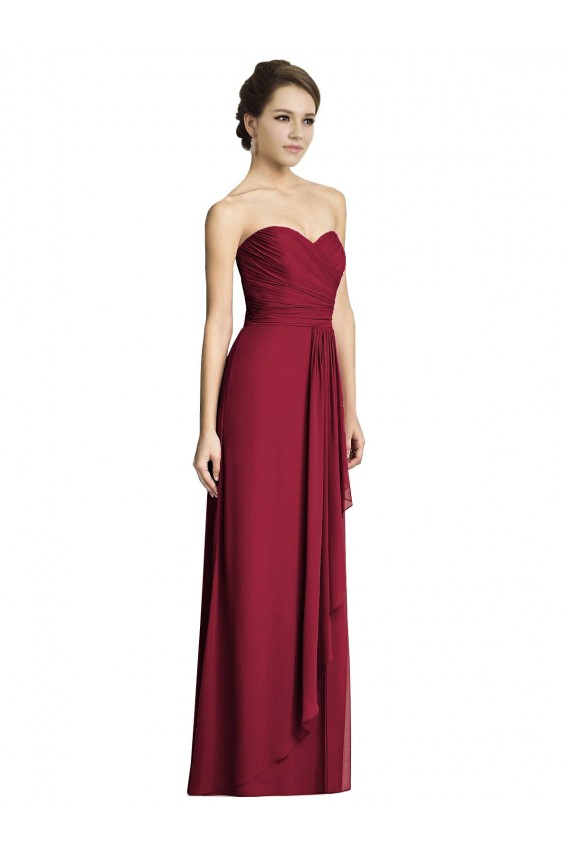 Long Strapless Chiffon Bridesmaid Dress with Side Slit UK