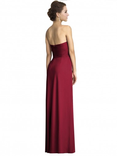 Long Strapless Chiffon Bridesmaid Dress with Side Slit UK