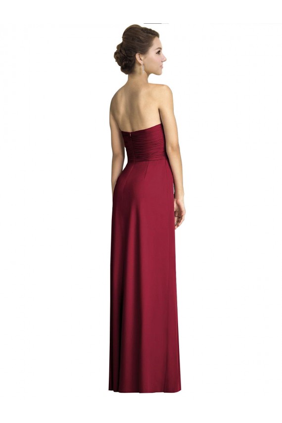 Long Strapless Chiffon Bridesmaid Dress with Side Slit UK
