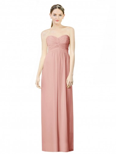 Long Chiffon Sweetheart Bridesmaid Dress with Twist Bodice UK
