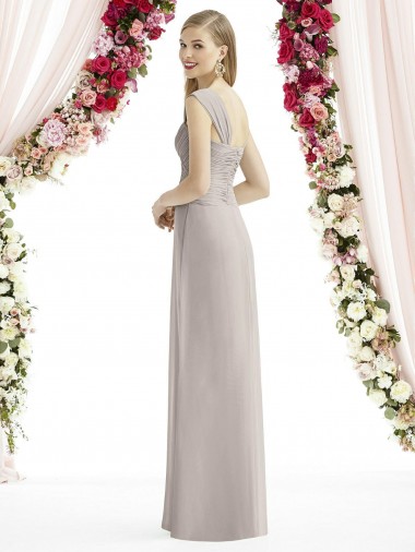 Full Length Lux Chiffon Dress with Draped Bodice And Shirred Straps UK