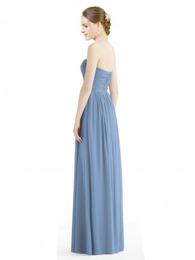 Strapless Long Chiffon Dress with Sweetheart Neckline And Draped Bodice UK
