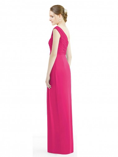 One Shoulder Long Chiffon Bridesmaid Dress UK