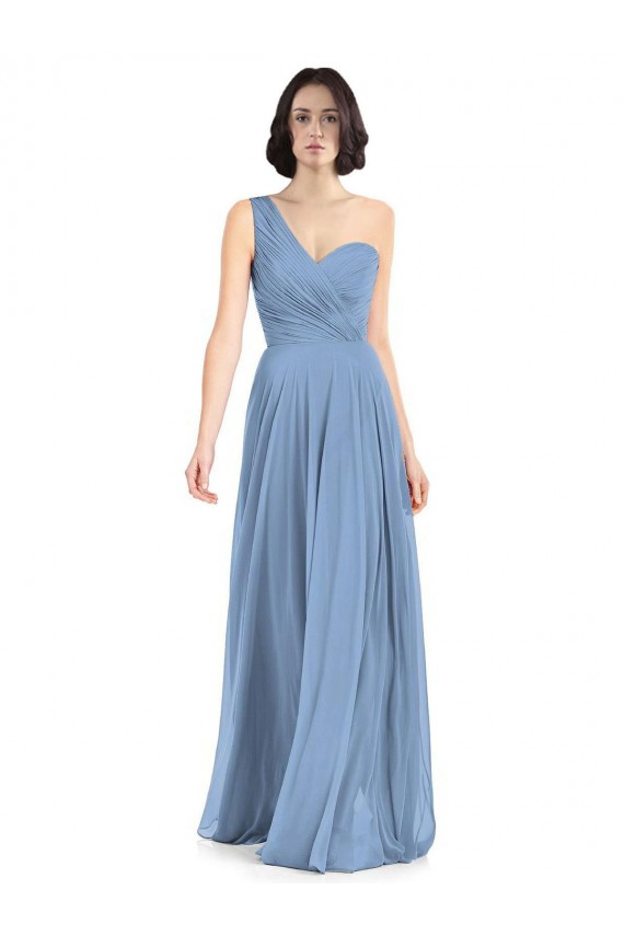 One Shoulder Long Chiffon Bridesmaid Dress with Sweetheart Bodice UK