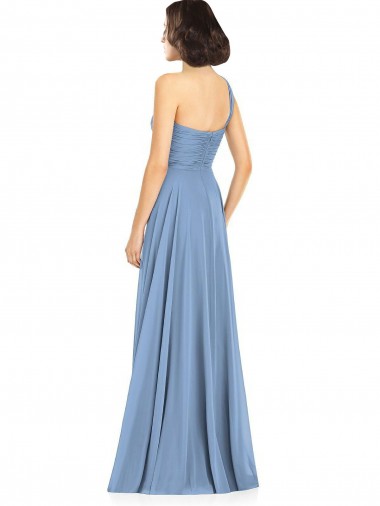 One Shoulder Long Chiffon Bridesmaid Dress with Sweetheart Bodice UK