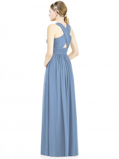Sleeveless Cross Strap Back Chiffon Bridesmaid Dress UK