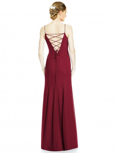 High Square Trumpet Chiffon Bridesmaid Dress with Lace-Up Open Back UK