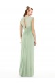 Sheer Back Cap Sleeves Long Chiffon Bridesmaid Dress  UK