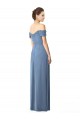 Off the Shoulder Chiffon Bridesmaid Dress with Draped Bodice UK