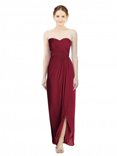 Strapless Sweetheart Long Chiffon Bridesmaid Dress UK