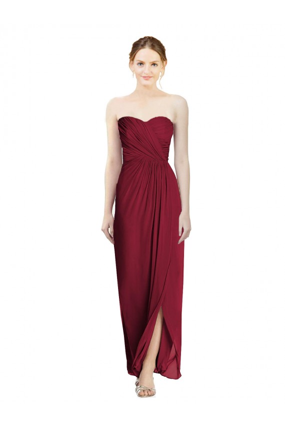Strapless Sweetheart Long Chiffon Bridesmaid Dress UK