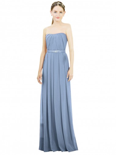 V-Pleat Chiffon Full-Length Strapless Bridesmaid Dress UK