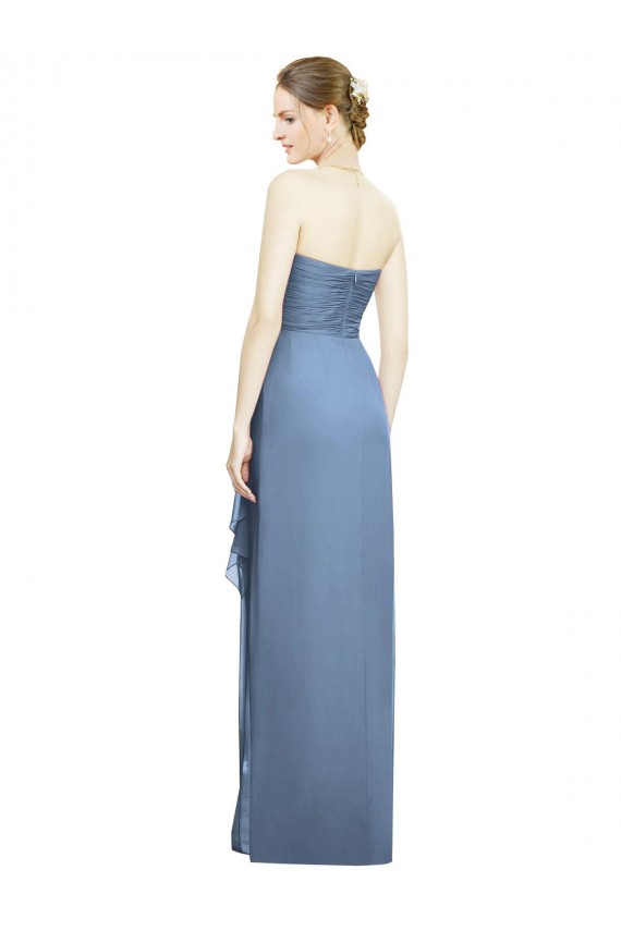 Strapless Full-Length Chiffon Bridesmaid Dress with Front Slit UK