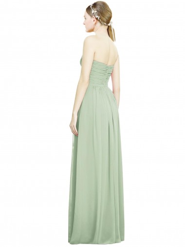 Crisscross Draped Full Length Strapless Chiffon Bridesmaid Dress UK