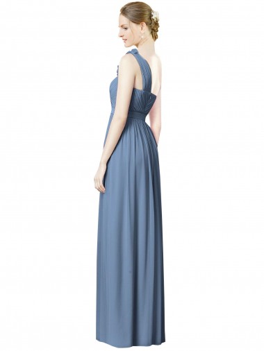Flower Shoulder Draped One Shoulder Chiffon Bridesmaid Dress UK