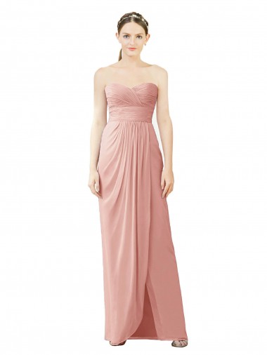 Strapless Sweetheart Long Chiffon Wrap Bridesmaid Dress UK
