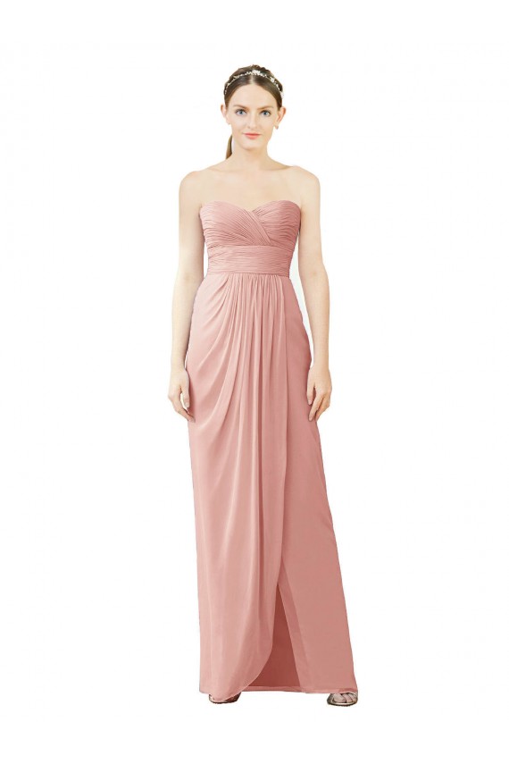 Strapless Sweetheart Long Chiffon Wrap Bridesmaid Dress UK