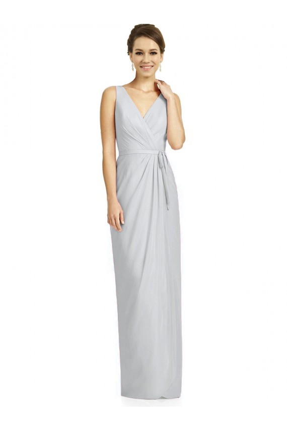Draped V-Neck Cocktail Length Chiffon Bridesmaid Dress UK