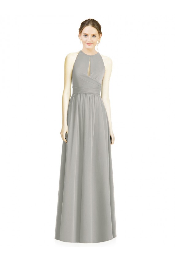 Draped Keyhole Long Chiffon Bridesmaid Dress UK