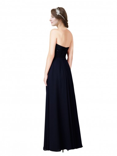 Strapless Chiffon Bridesmaids Dress with a Beaded Lace Sweetheart Bodice UK