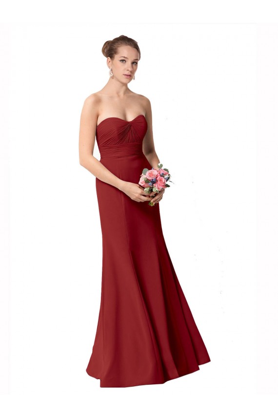 Full Length Sweetheart Chiffon Bridesmaid Dress with Ruched Bodice UK
