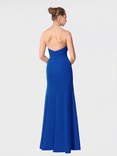 Full Length Sweetheart Chiffon Bridesmaid Dress with Ruched Bodice UK