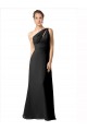 One Shoulder Full Length Chiffon Bridesmaid Dress with Shirred Bodice UK