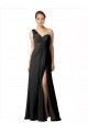 Sheer One Shoulder Chiffon A-Line Bridesmaid Dress with Slit UK
