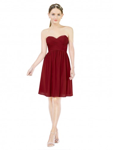 Short Sweetheart Knee Length Chiffon Cocktail Bridesmaid Dress with Open Back UK