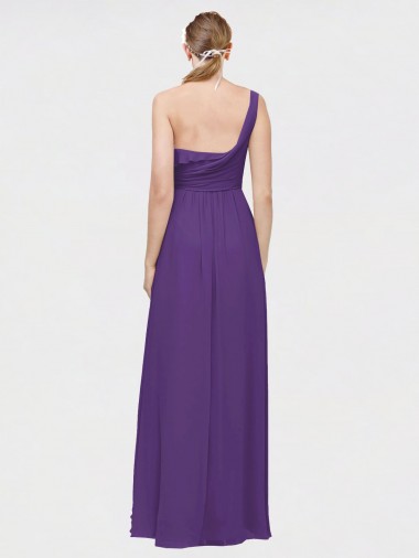 One Shoulder High Low Chiffon Bridesmaid Dress with Wrap Waist UK