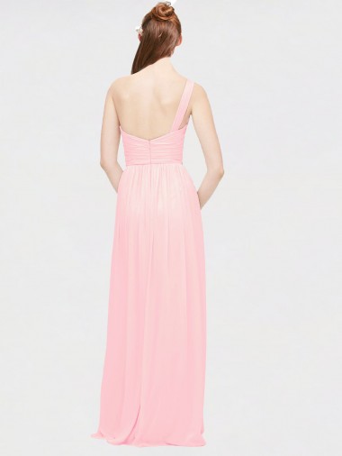 One Shoulder Twisted Waist Sweetheart Chiffon Bridesmaid Dress UK