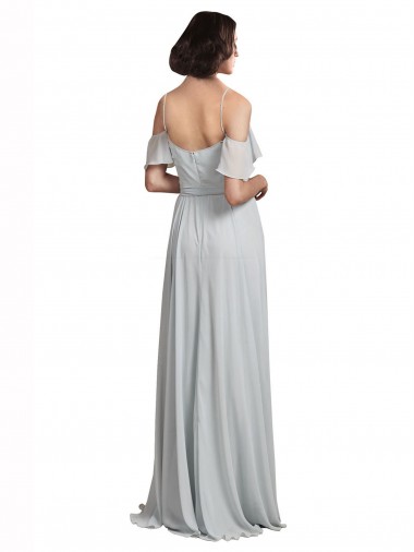 Off the Shoulder Spaghetti Strap Long Chiffon Bridesmaids Dress UK