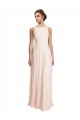 High Neck Chiffon Bridesmaid Dress with Deep V-Back and Cascading Skirt UK