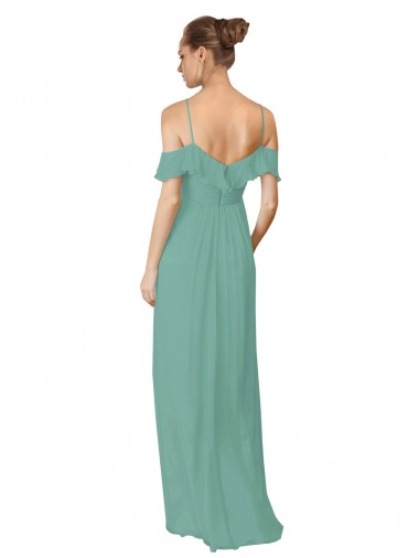 Hand-Ruched Chiffon Bridesmaid Dress with Flutter Sleeves UK
